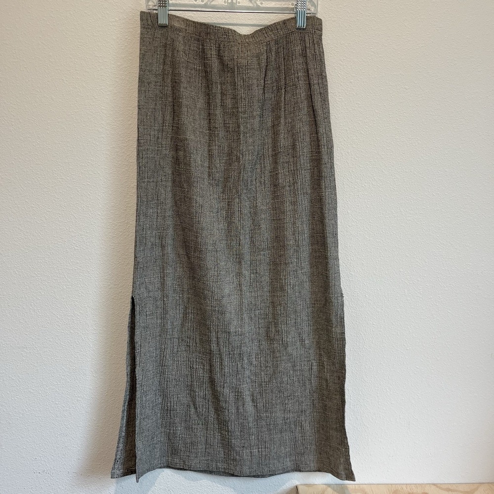 Twill Skirt Made From Rayon And Cotton Sz M Slits Stretchy Waist Band